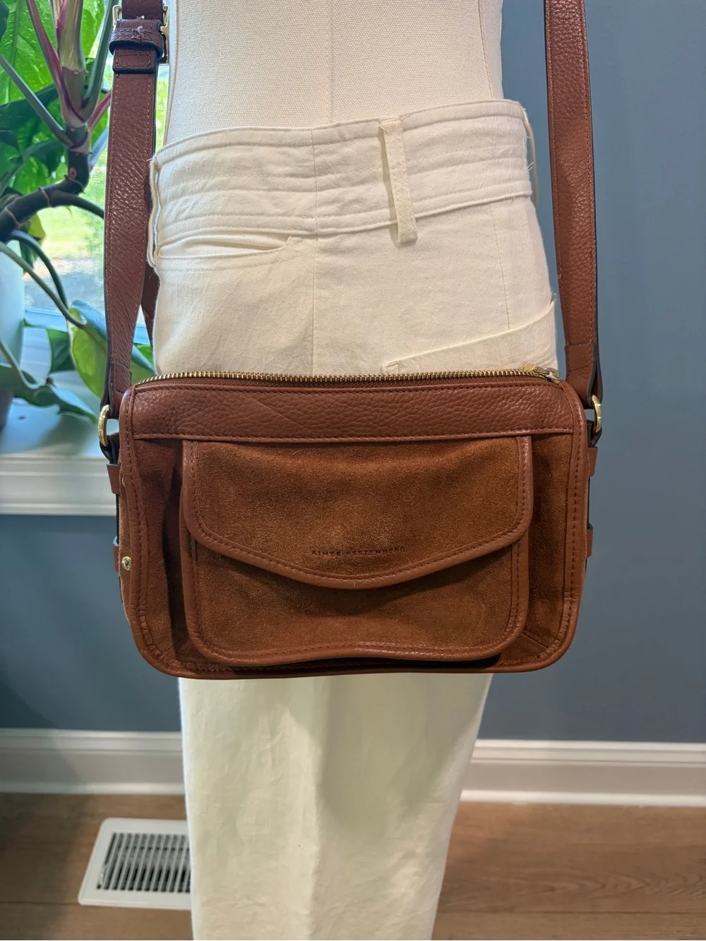 Aimee Kestenberg Brown Leather & Suede Crossbody Bag